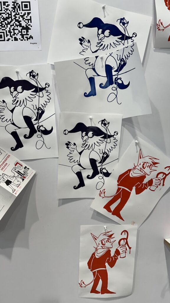 Gedruckte Comic-Zeichnungen