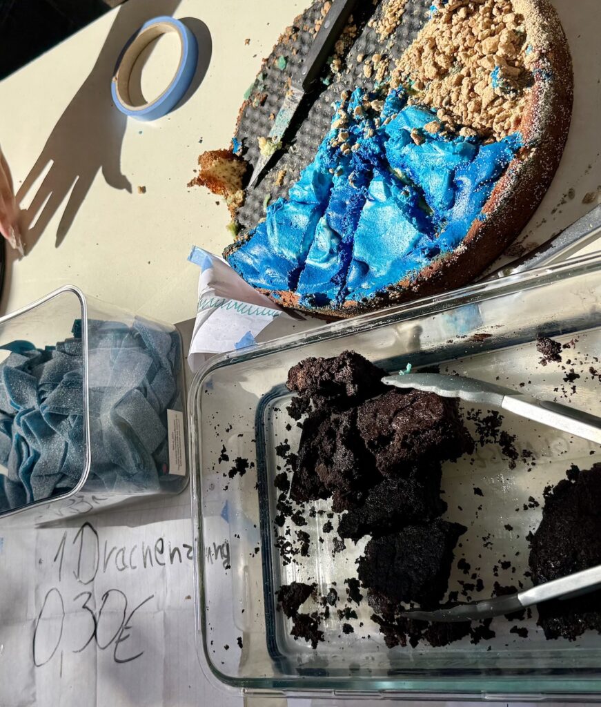 Ein blauer Kuchen, passend zum Thema